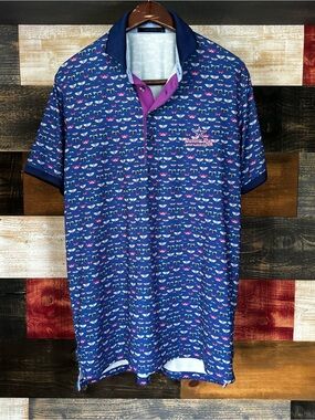 Greyson Blue Patterned Polo with Purple bakers bay golf ocean club
